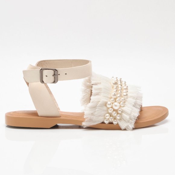 🎉LAST CHANCE🎉 FREE PEOPLE Sun Peaks Embellished Sandals / Ivory - Picture 7 of 12